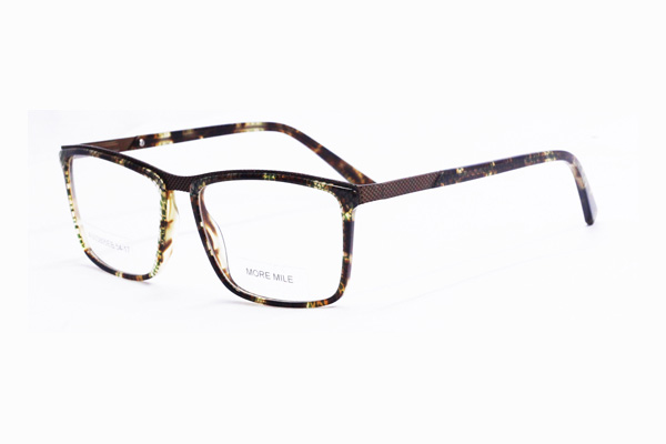 handsome style men’s rectangular acetate glasses frame with metal temple