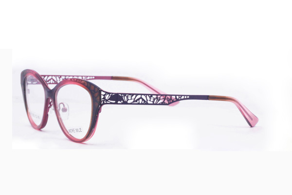 unique combination design women’s cat eye acetate glasses frame with metal temple